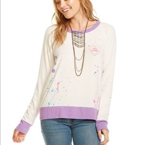 Chaser NWT Crewneck Girl Power Splatter Sweater